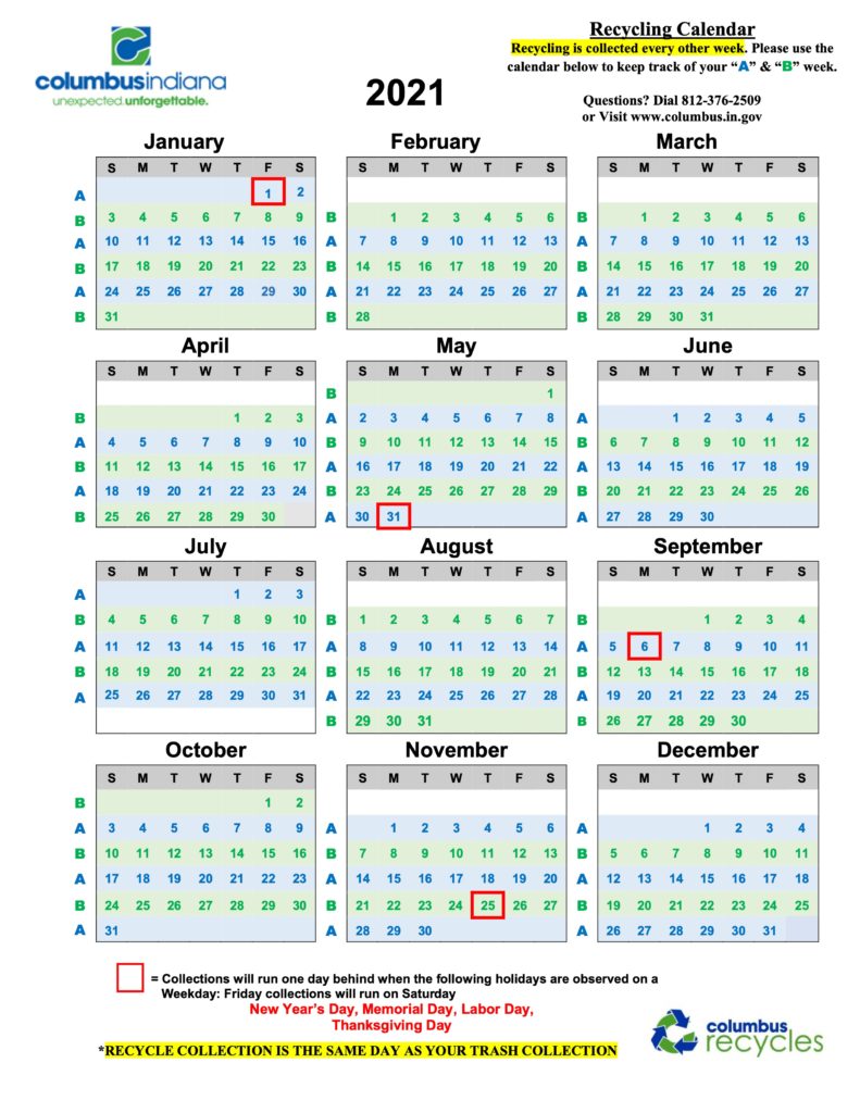 Indianapolis Trash Pickup Schedule 2022 Recycling Calendar – Department Of Public Works
