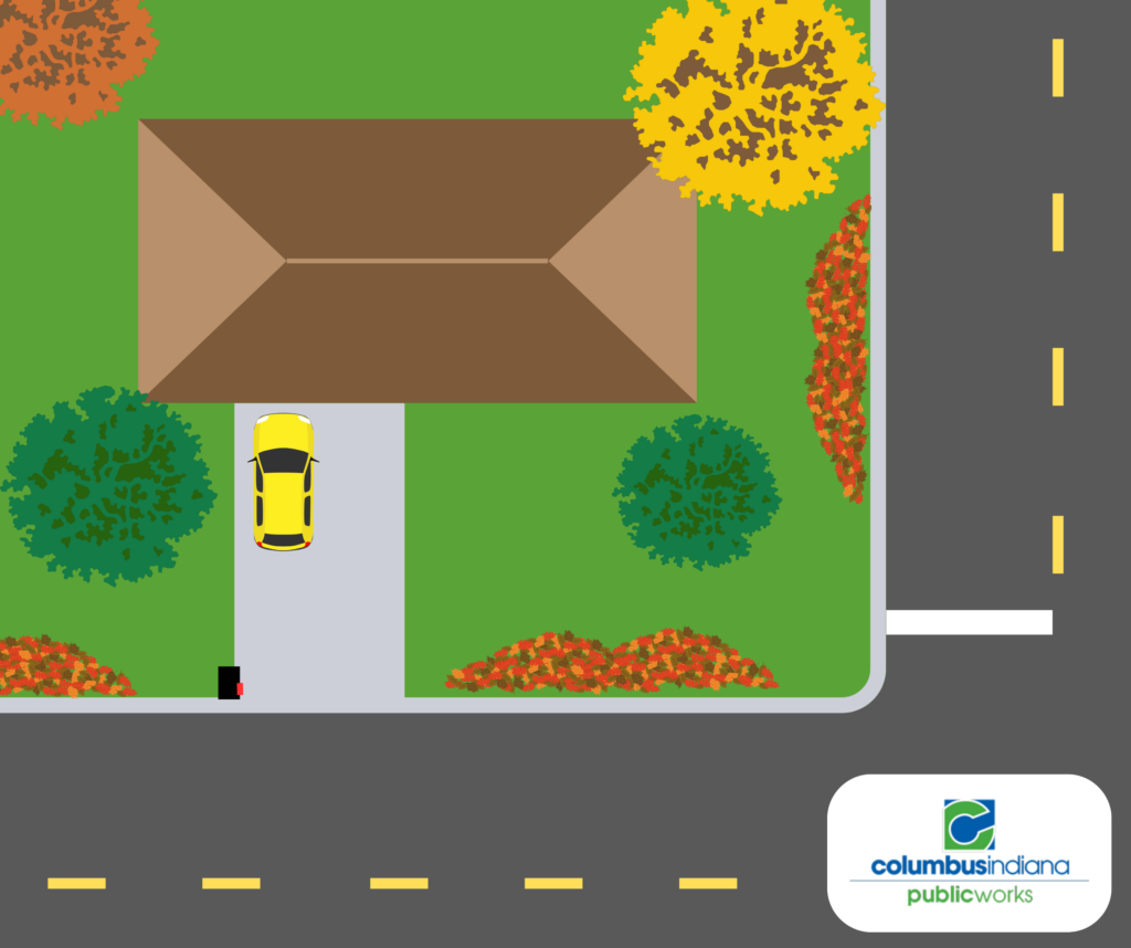 2 Leaf piles at the curb with no sidewalk.