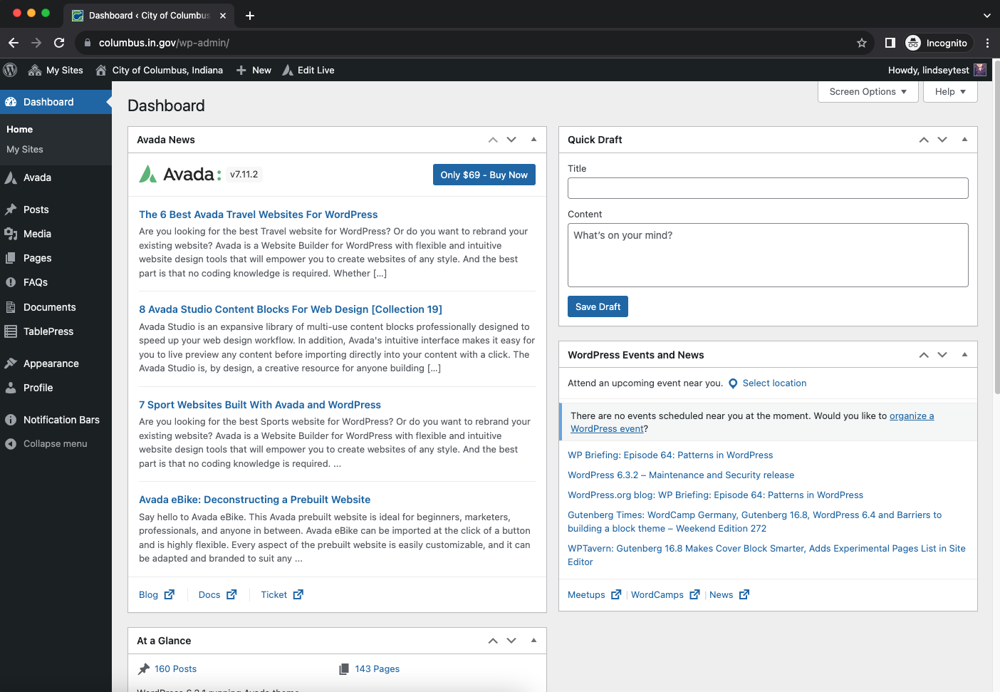 Wordpress Dashboard