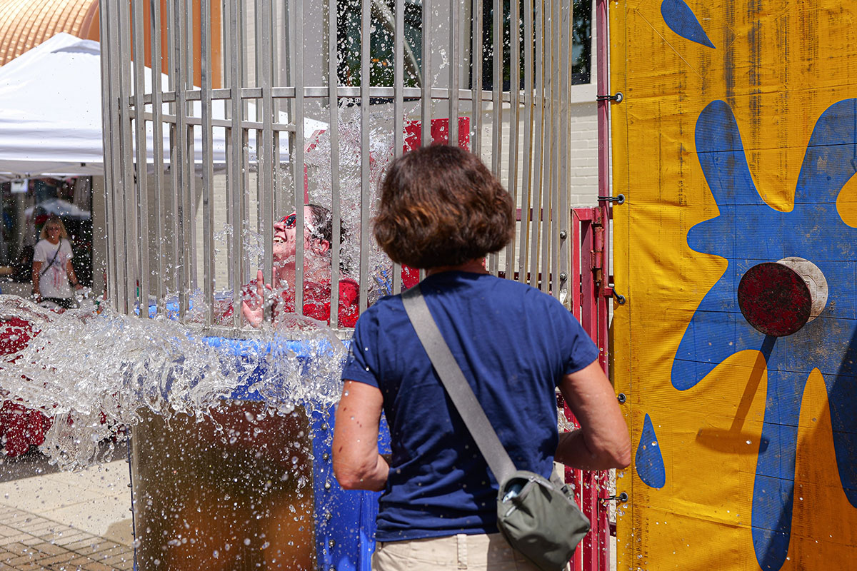 People take part in Star Spangled Kids Day during Columbus's Celebrate 250 on Fourth Street in downtown Columbus, Indiana, Wednesday, July 1,, 2026. Celebrate 250 is a six celebration marking America's 250th anniversary.