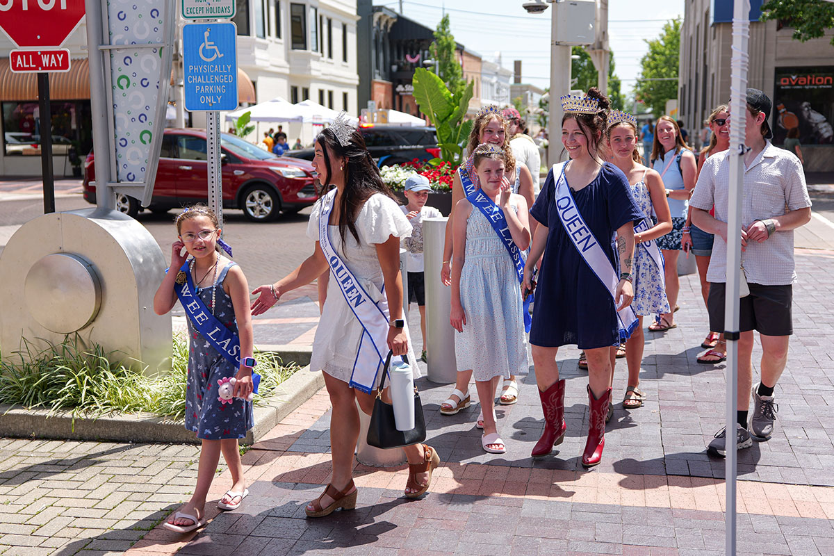 People take part in Star Spangled Kids Day during Columbus's Celebrate 250 on Fourth Street in downtown Columbus, Indiana, Wednesday, July 1,, 2026. Celebrate 250 is a six celebration marking America's 250th anniversary.