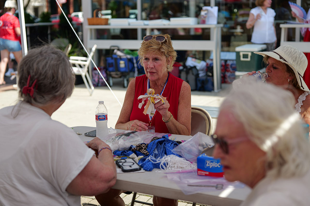 People take part in American Revolutino Day during Columbus's Celebrate 250's on Fourth Street in downtown Columbus, Indiana, Monday, June 29, 2026. Celebrate 250 is a six celebration marking America's 250th anniversary.