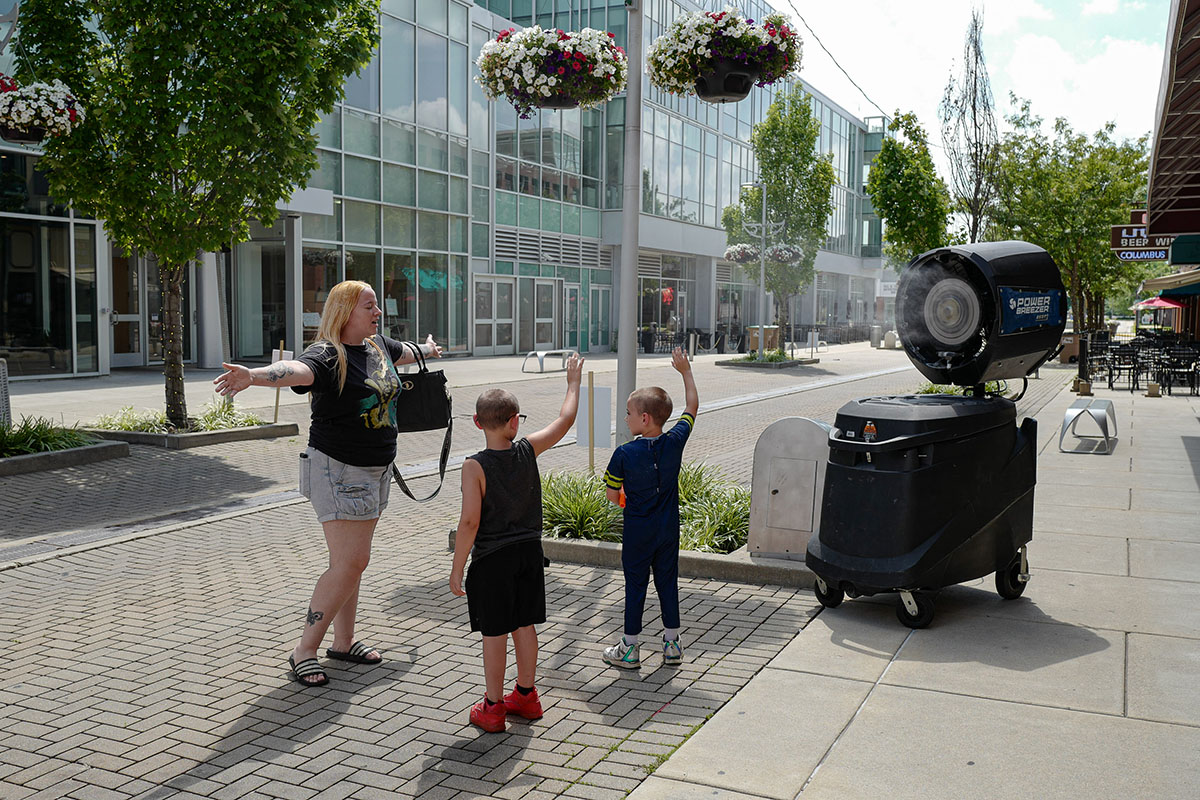 People take part in American Revolutino Day during Columbus's Celebrate 250's on Fourth Street in downtown Columbus, Indiana, Monday, June 29, 2026. Celebrate 250 is a six celebration marking America's 250th anniversary.