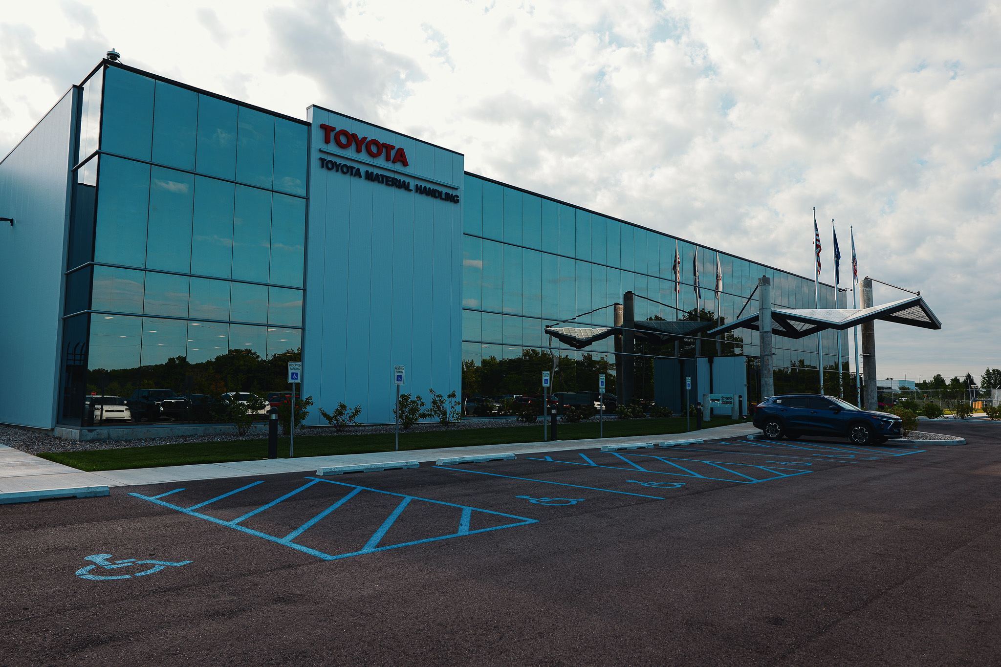 An exterior view of the new Toyotal Material Handling North America's manufacturing facility in Columbus, Indiana. The facility will manufacture electric forklifts.