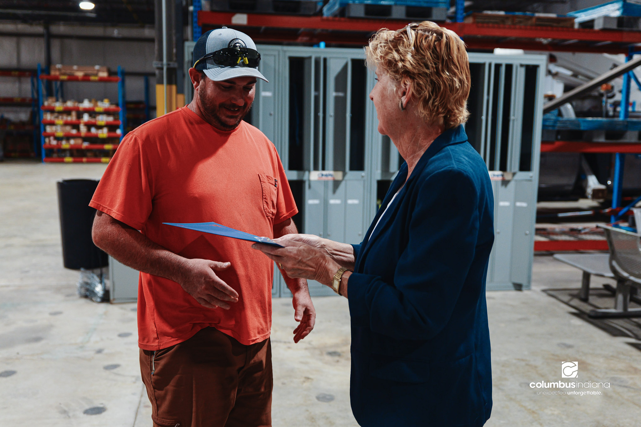 These images show an employee appreciation lunch and award ceremony for years of service to the Columbus, Indiana Department of Public Works.