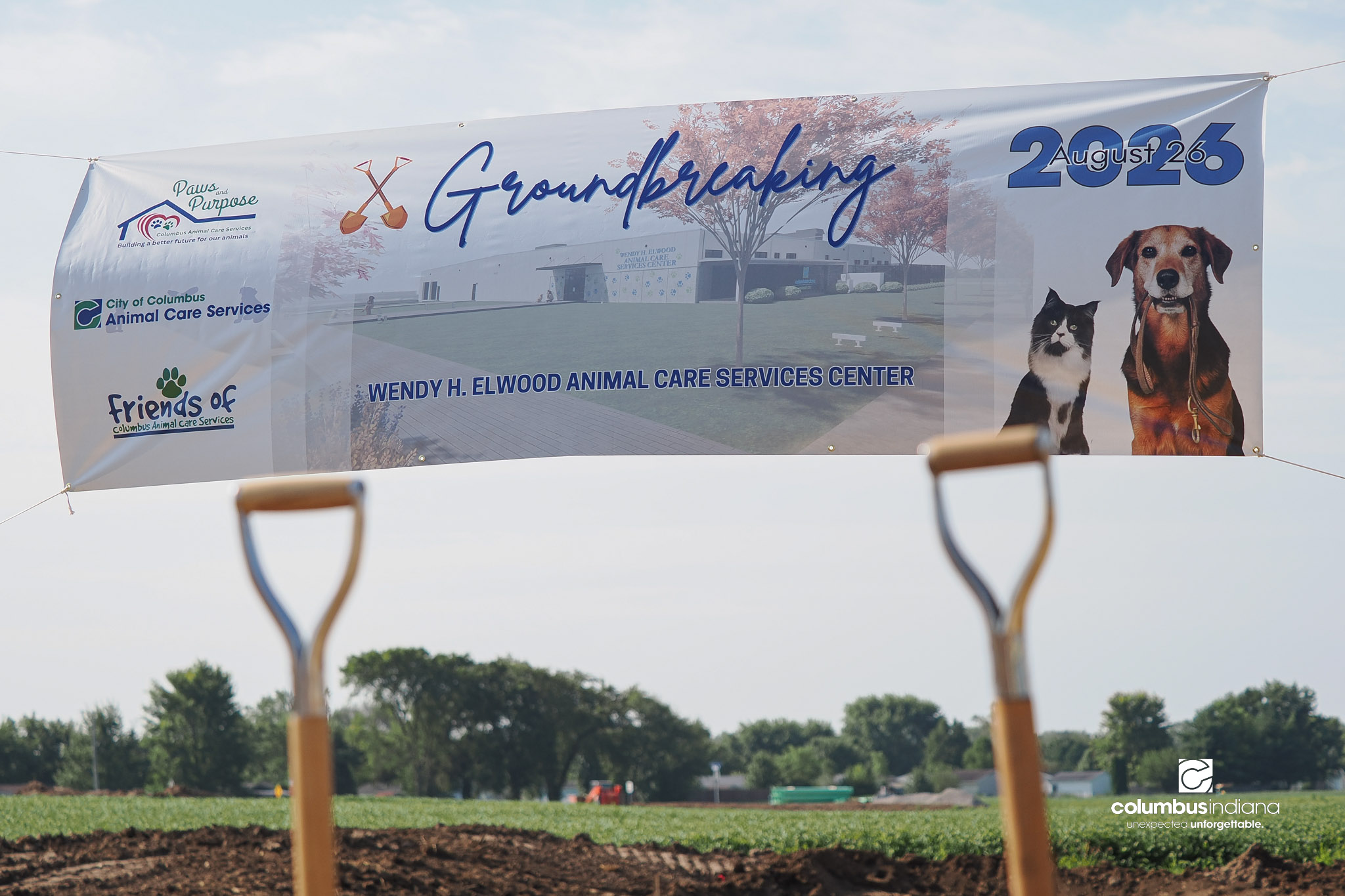 These photos show the celebration and groundbreaking for the new Columbus Animal Care facility named the Wendy H. Elwood Animal Care Services Center in Columbus, Indiana.