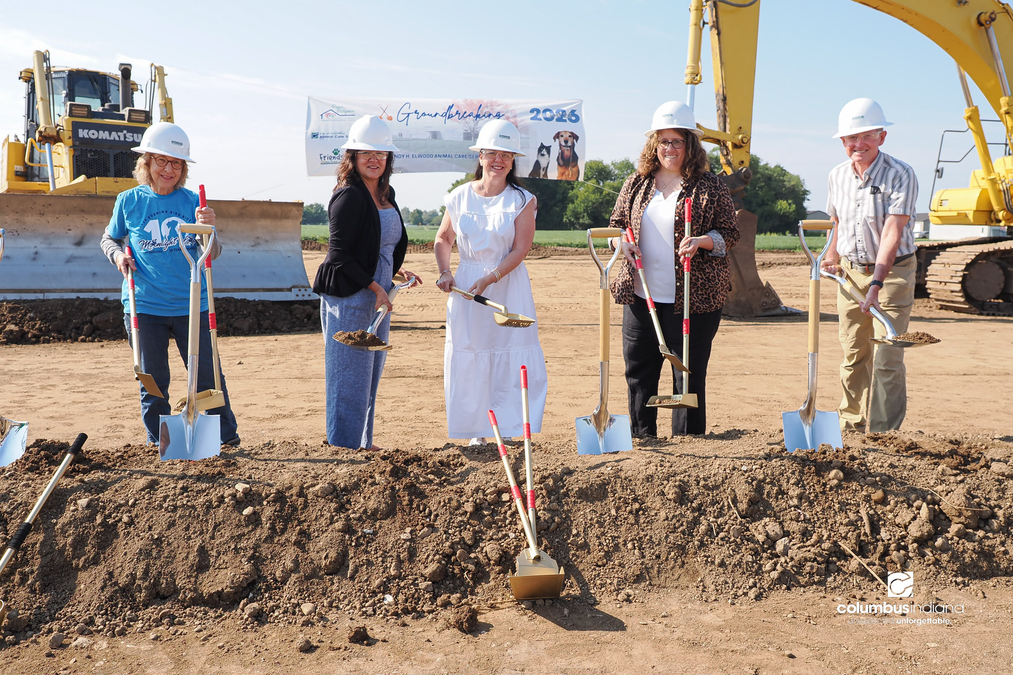These photos show the celebration and groundbreaking for the new Columbus Animal Care facility named the Wendy H. Elwood Animal Care Services Center in Columbus, Indiana.