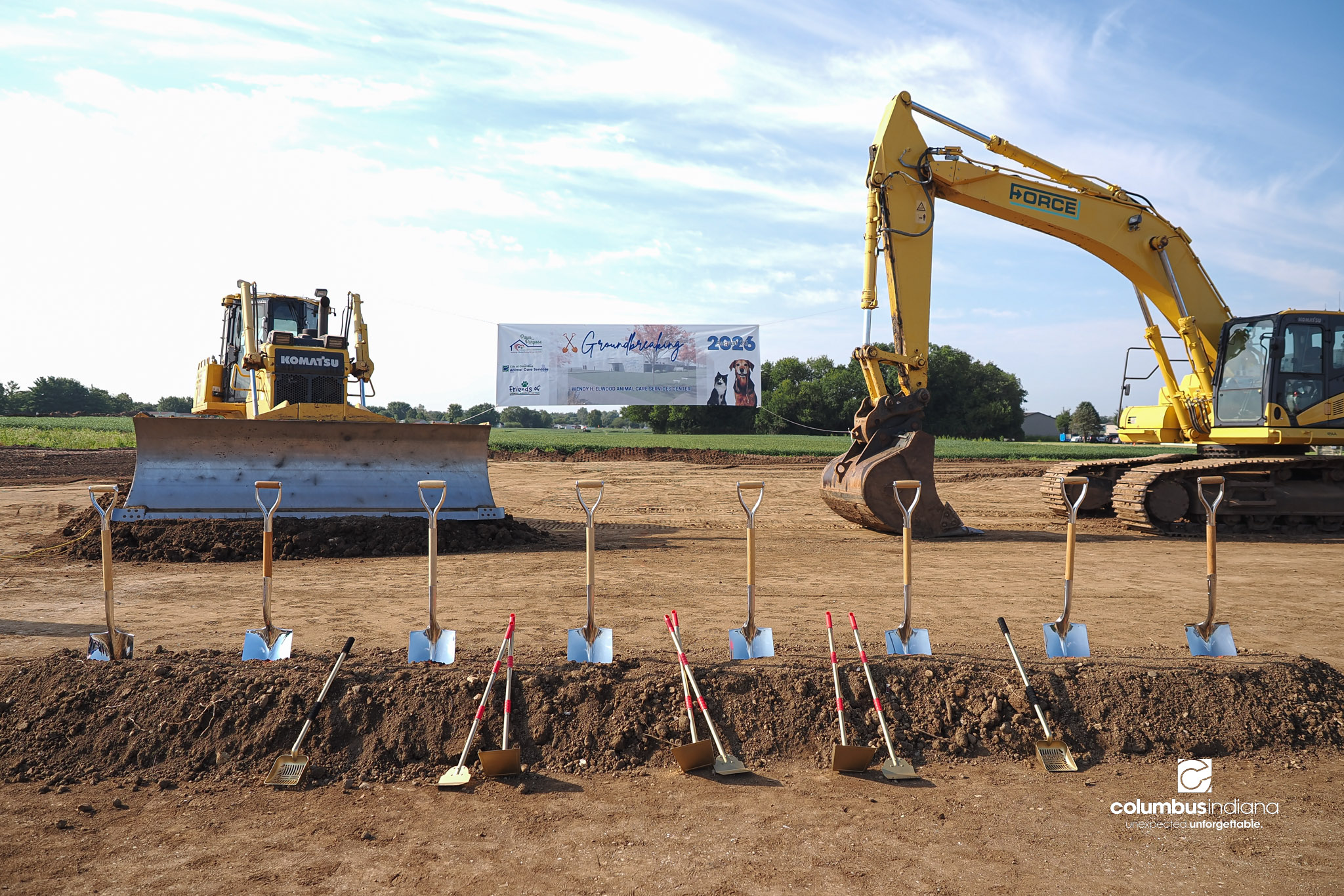 These photos show the celebration and groundbreaking for the new Columbus Animal Care facility named the Wendy H. Elwood Animal Care Services Center in Columbus, Indiana.