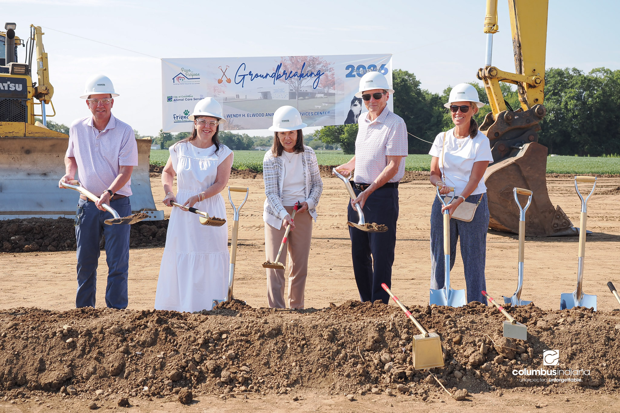 These photos show the celebration and groundbreaking for the new Columbus Animal Care facility named the Wendy H. Elwood Animal Care Services Center in Columbus, Indiana.